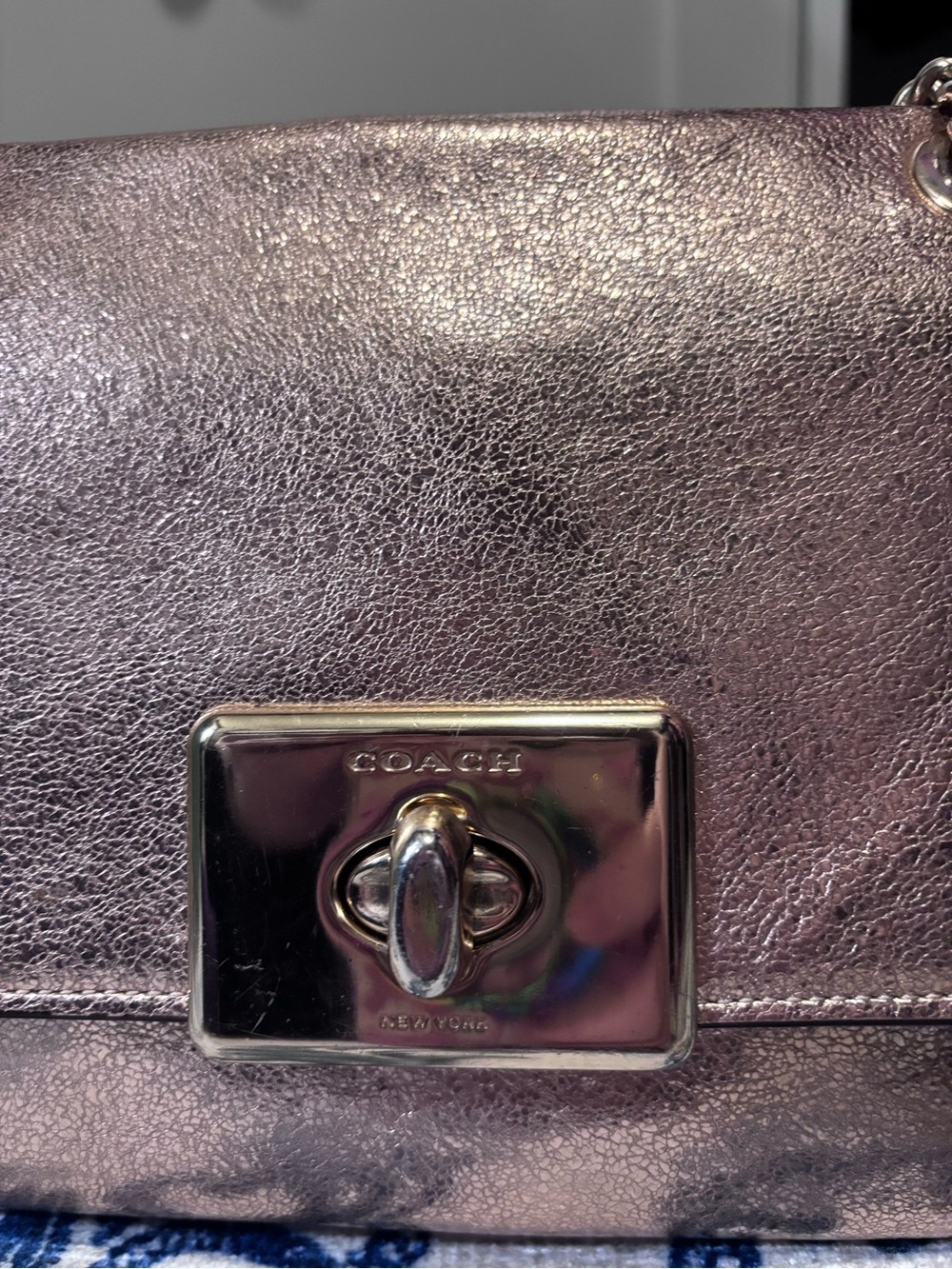Coach Crinkle Metallic Leather Cassidy Crossbody Bag in Rose Gold - Picture 4 of 14